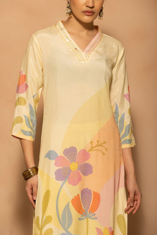Yellow Floral Printed Kurta 3 Pcs Set
