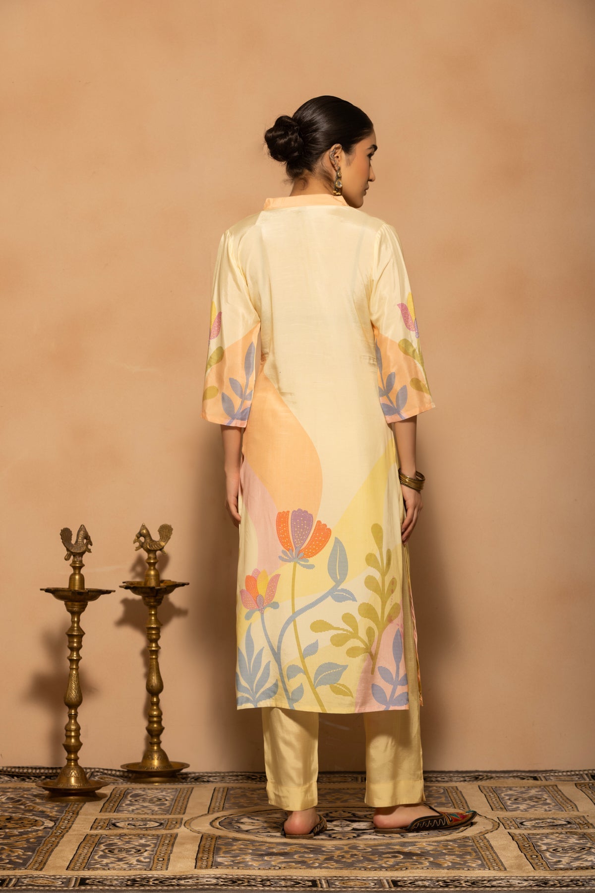 Yellow Floral Printed Kurta 3 Pcs Set