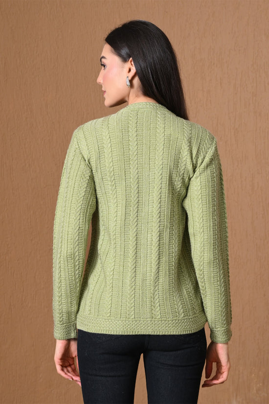 Winter Pista Green Cable Knitted Cardigan