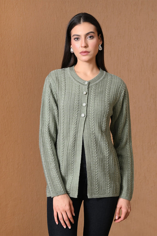 Winter Light Grey Cable Knitted Cardigan