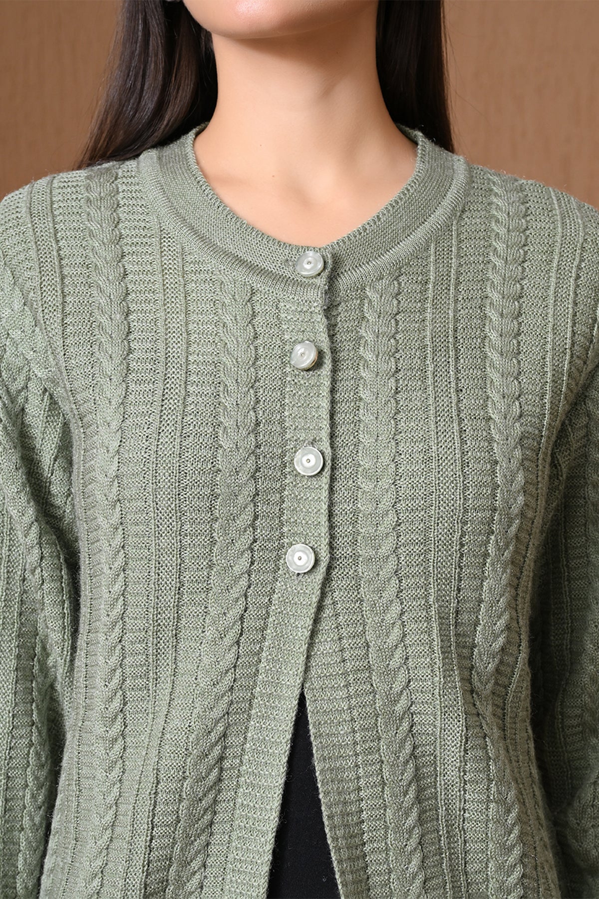 Winter Light Grey Cable Knitted Cardigan