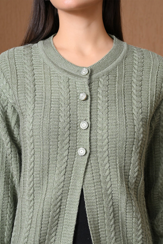 Winter Light Grey Cable Knitted Cardigan