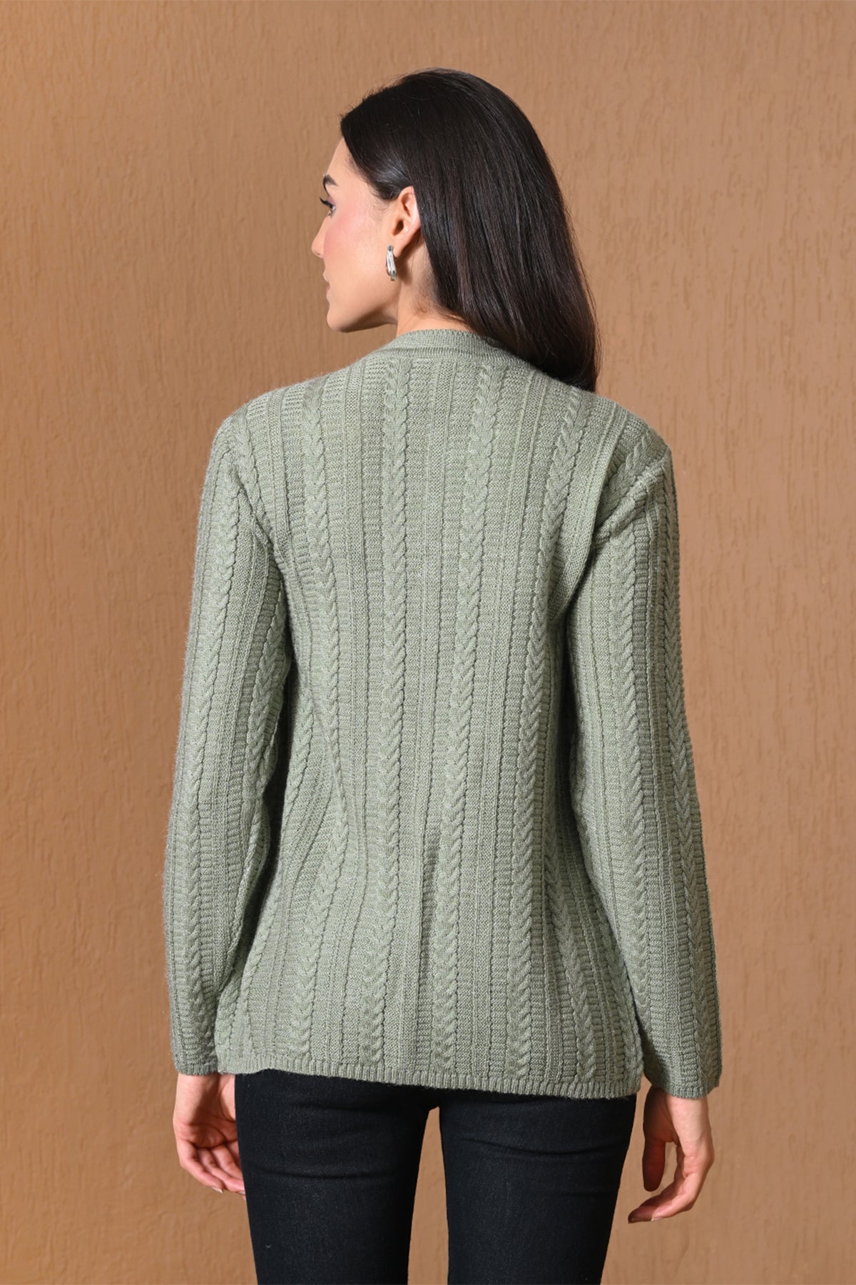 Winter Light Grey Cable Knitted Cardigan