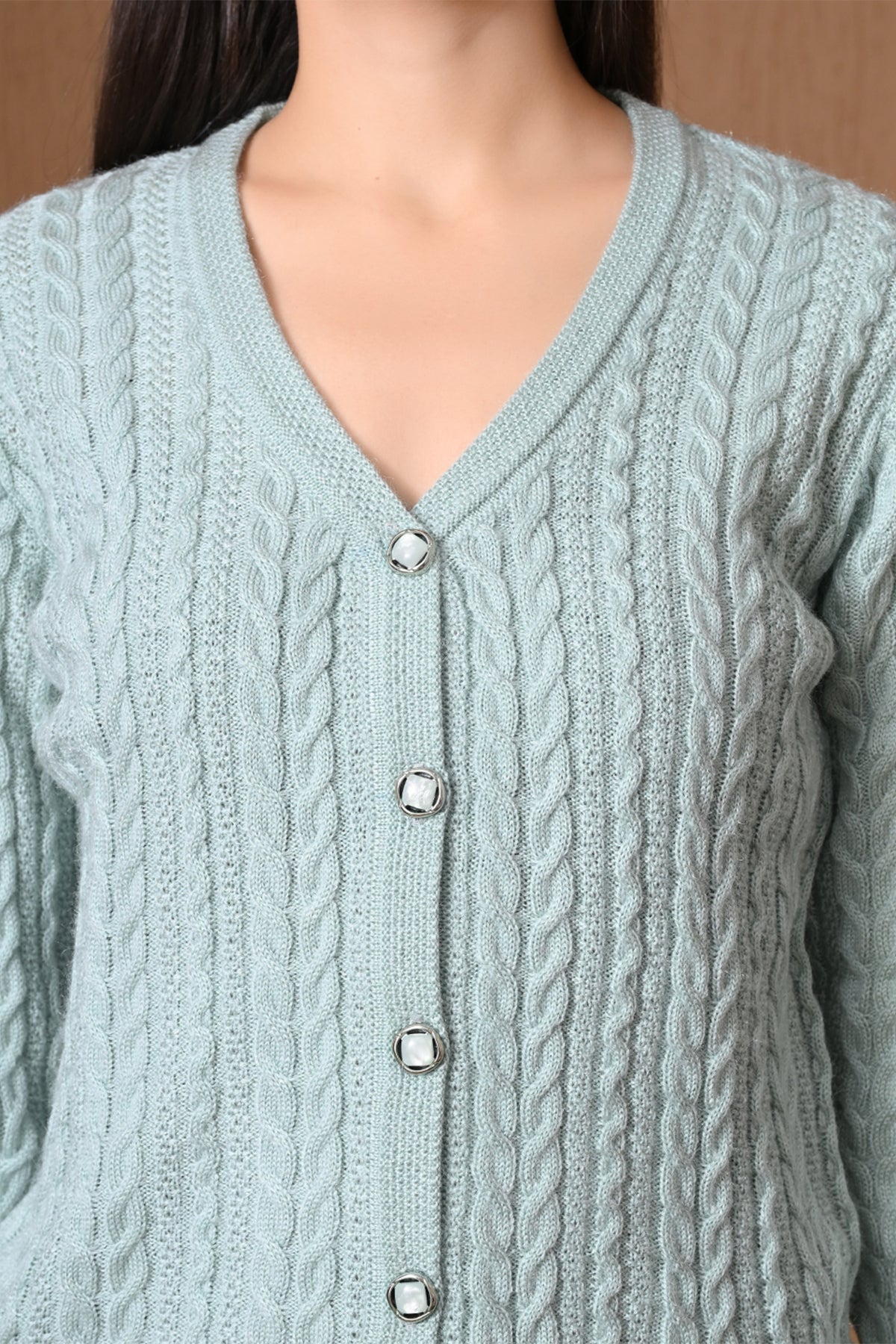 Winter Sky Blue Cable Knitted Cardigan
