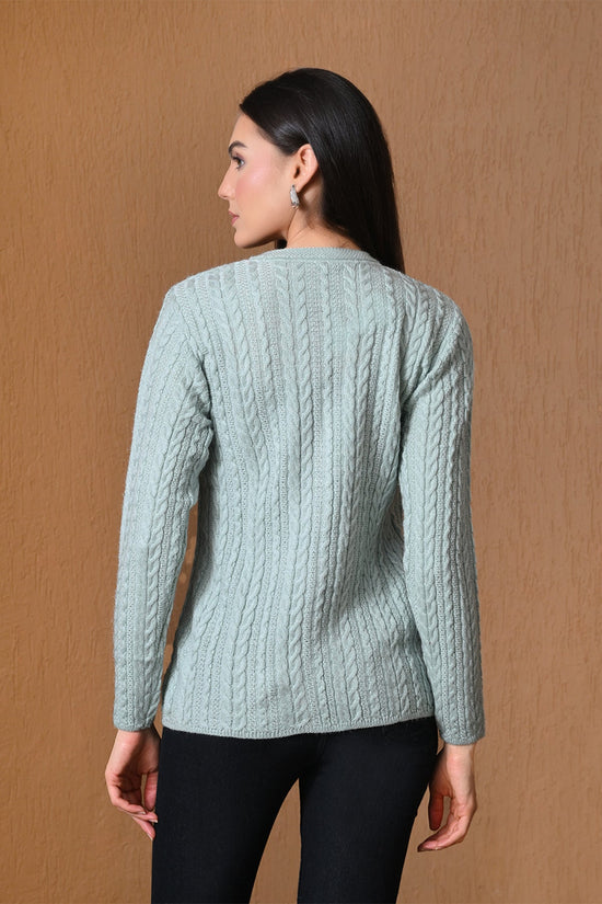 Winter Sky Blue Cable Knitted Cardigan