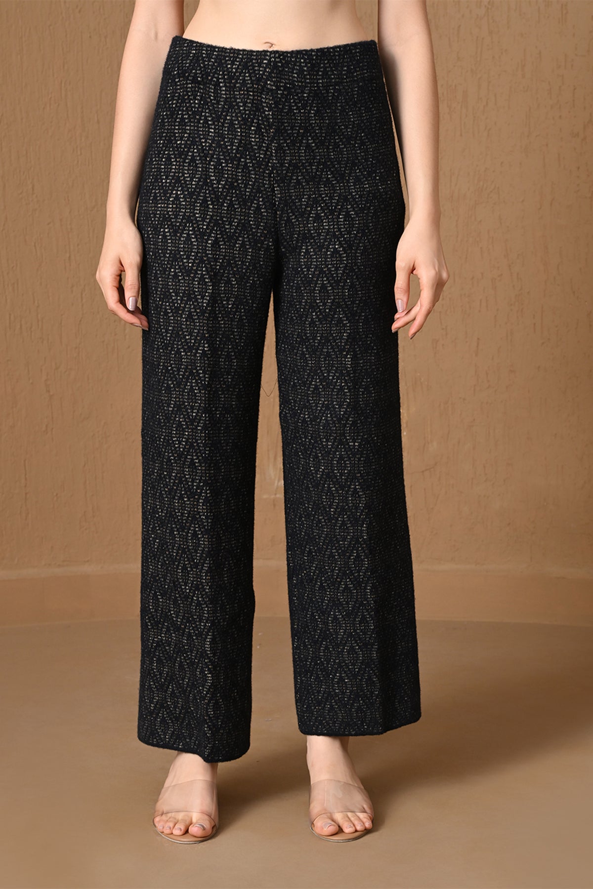 Winter Charcoal Black Textured Knitted Co-ord Set