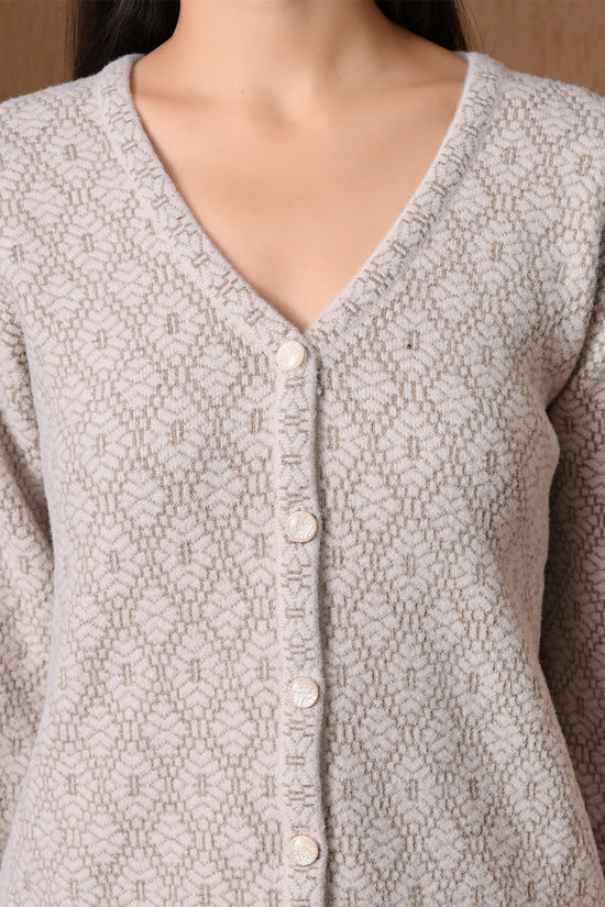 Winter Beige Intricate Knitted Cardigan