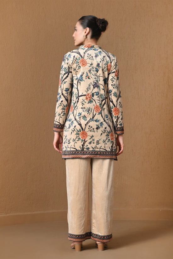 Winter Beige Floral Print Woven Co-ord Set