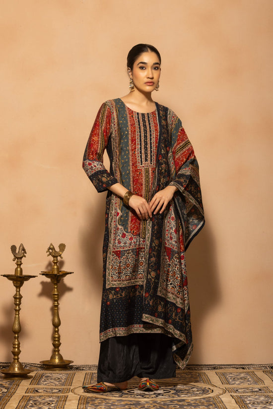 Blue Embellished 3 Pcs Kurta Set
