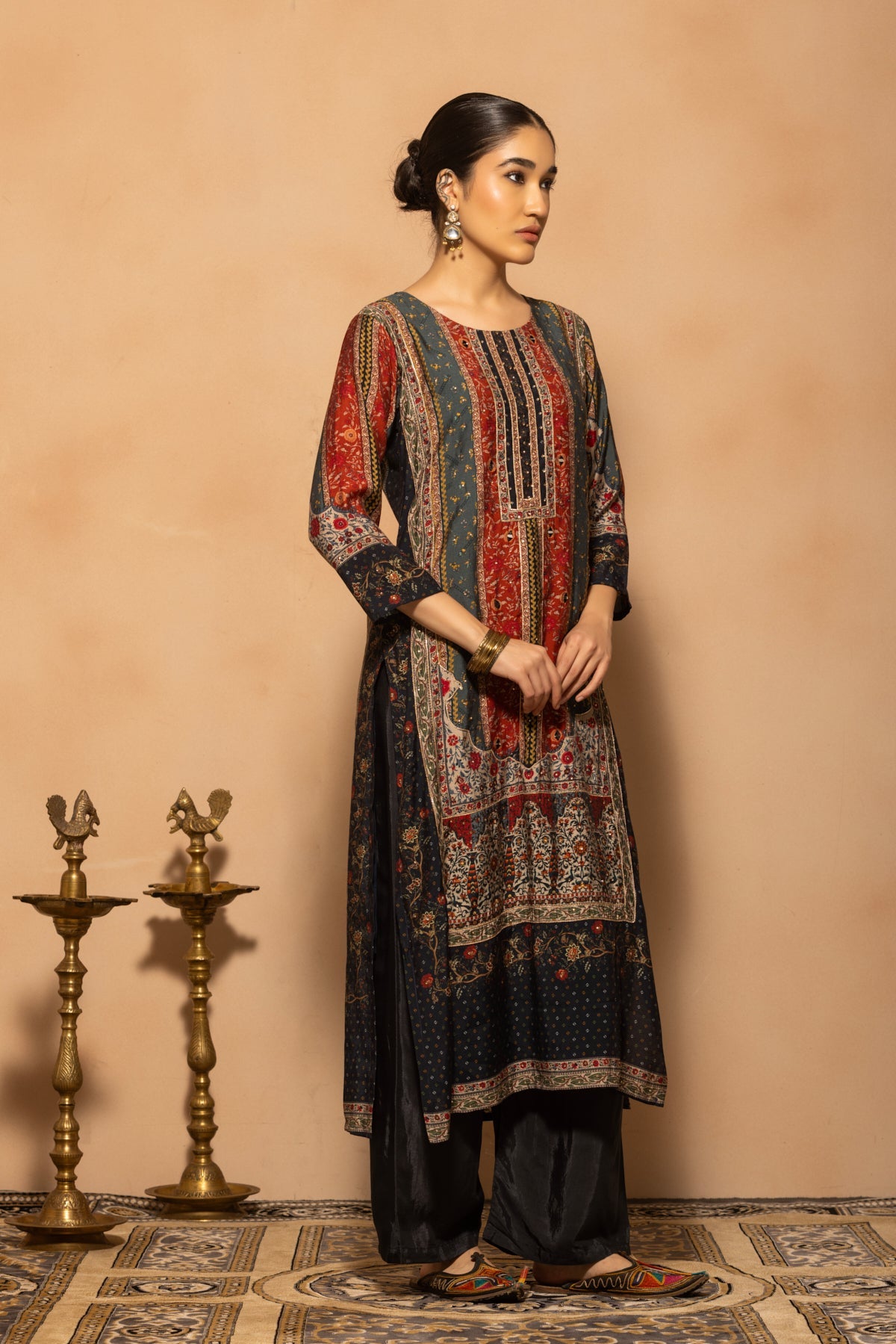 Blue Embellished 3 Pcs Kurta Set