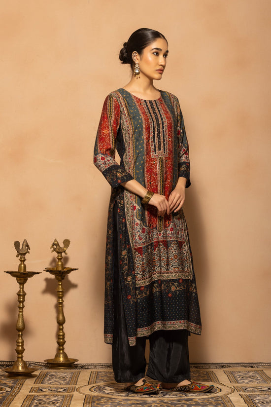 Blue Embellished 3 Pcs Kurta Set