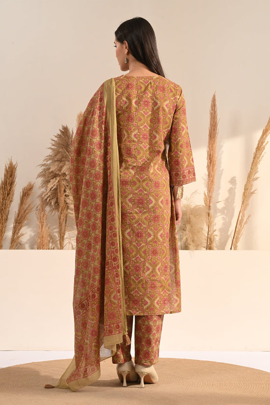 Green Sanganeri Block Printed 3 Pcs Kurta Set