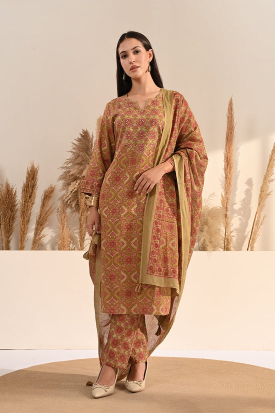 Green Sanganeri Block Printed 3 Pcs Kurta Set