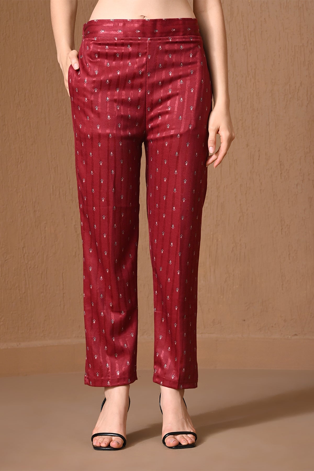 Winter Red Floral Embroidered Kurta 3 Pcs Set