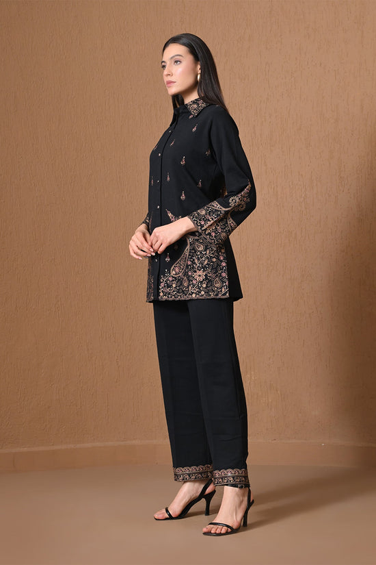 Winter Black Paisley Embroidered Co-ord Set