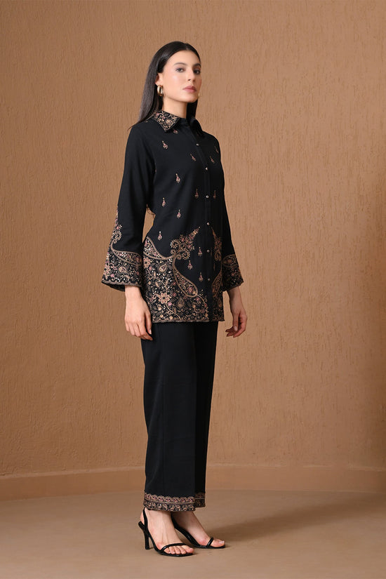 Winter Black Paisley Embroidered Co-ord Set