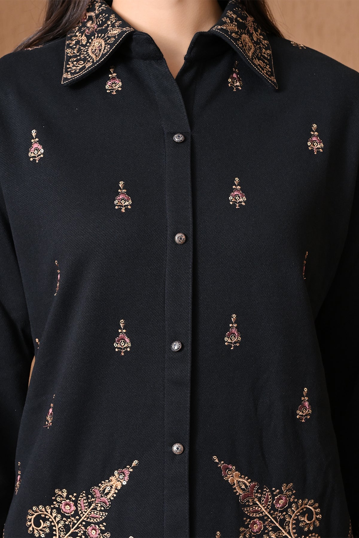 Winter Black Paisley Embroidered Co-ord Set