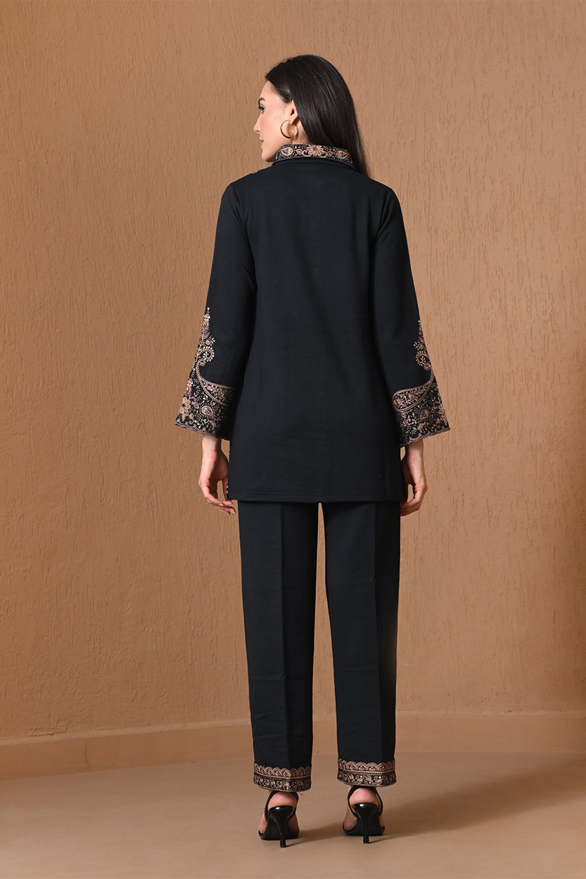 Winter Black Paisley Embroidered Co-ord Set