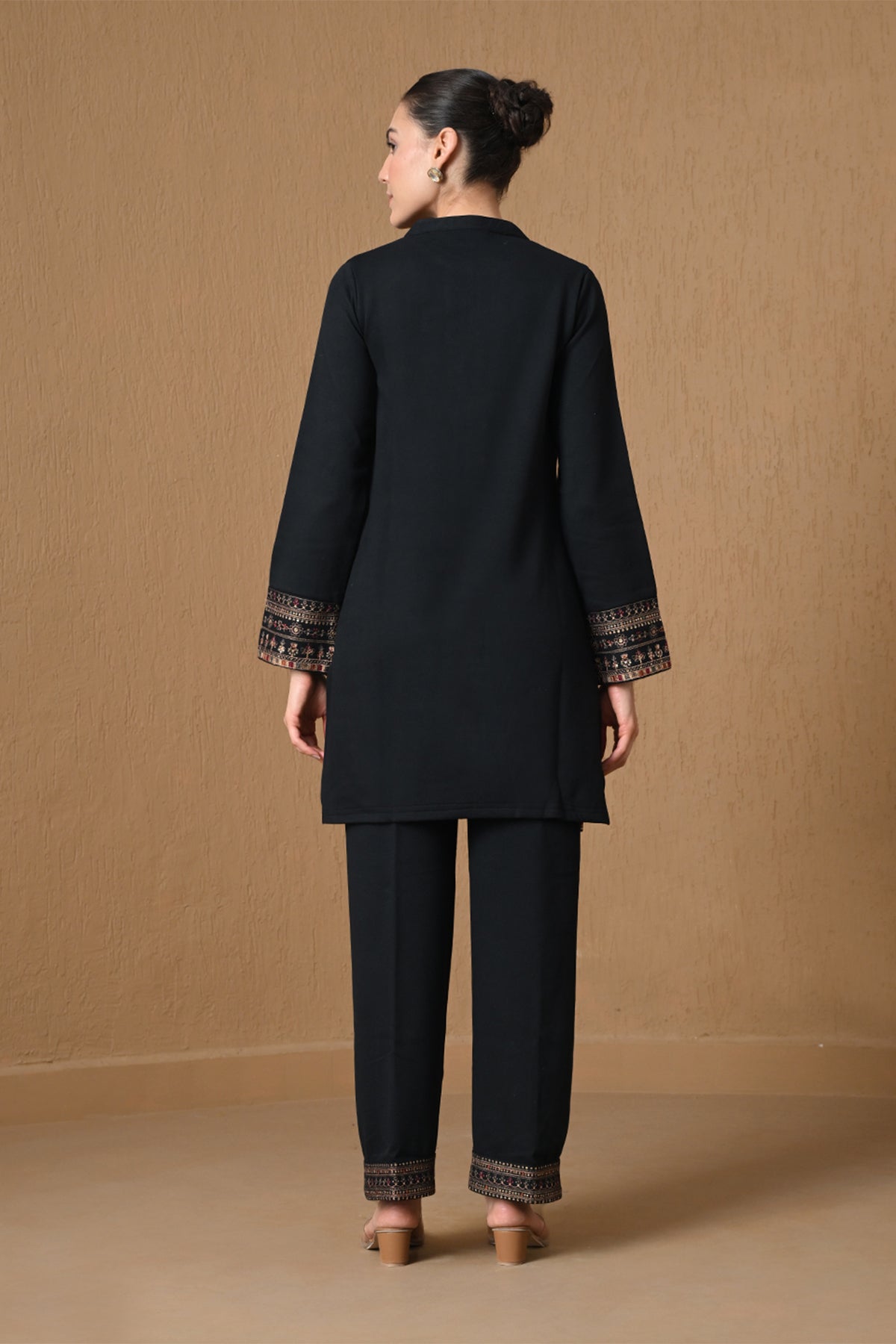 Winter Black Paisley Embroidered Woven Co-ord Set