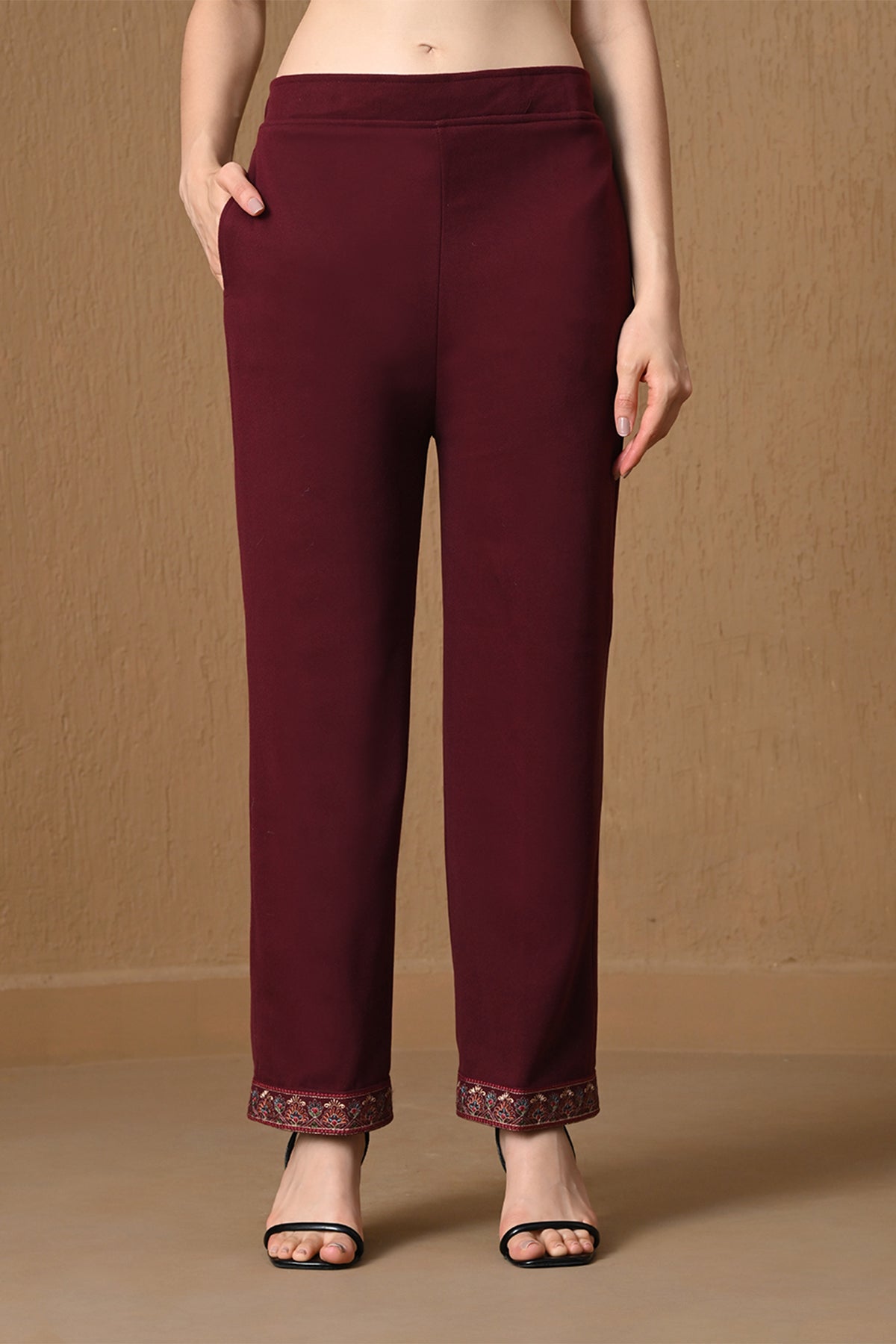 Winter Maroon Embroidered Woven Co-ord Set