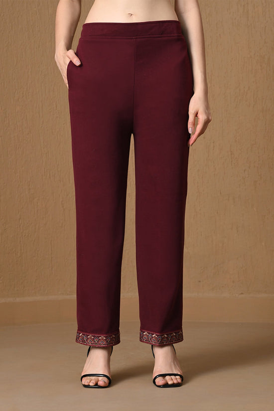 Winter Maroon Embroidered Woven Co-ord Set