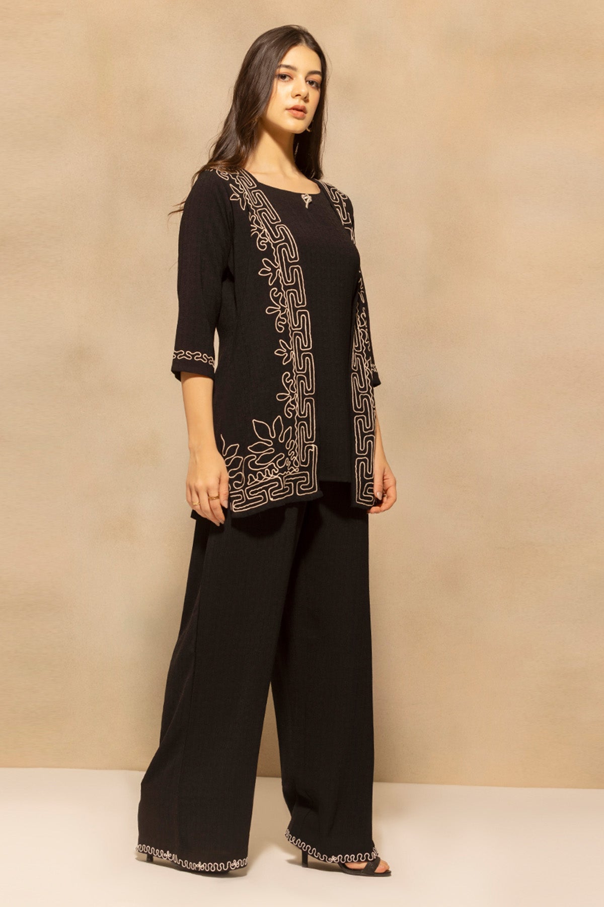 Black Embroidered Co-Ord Set