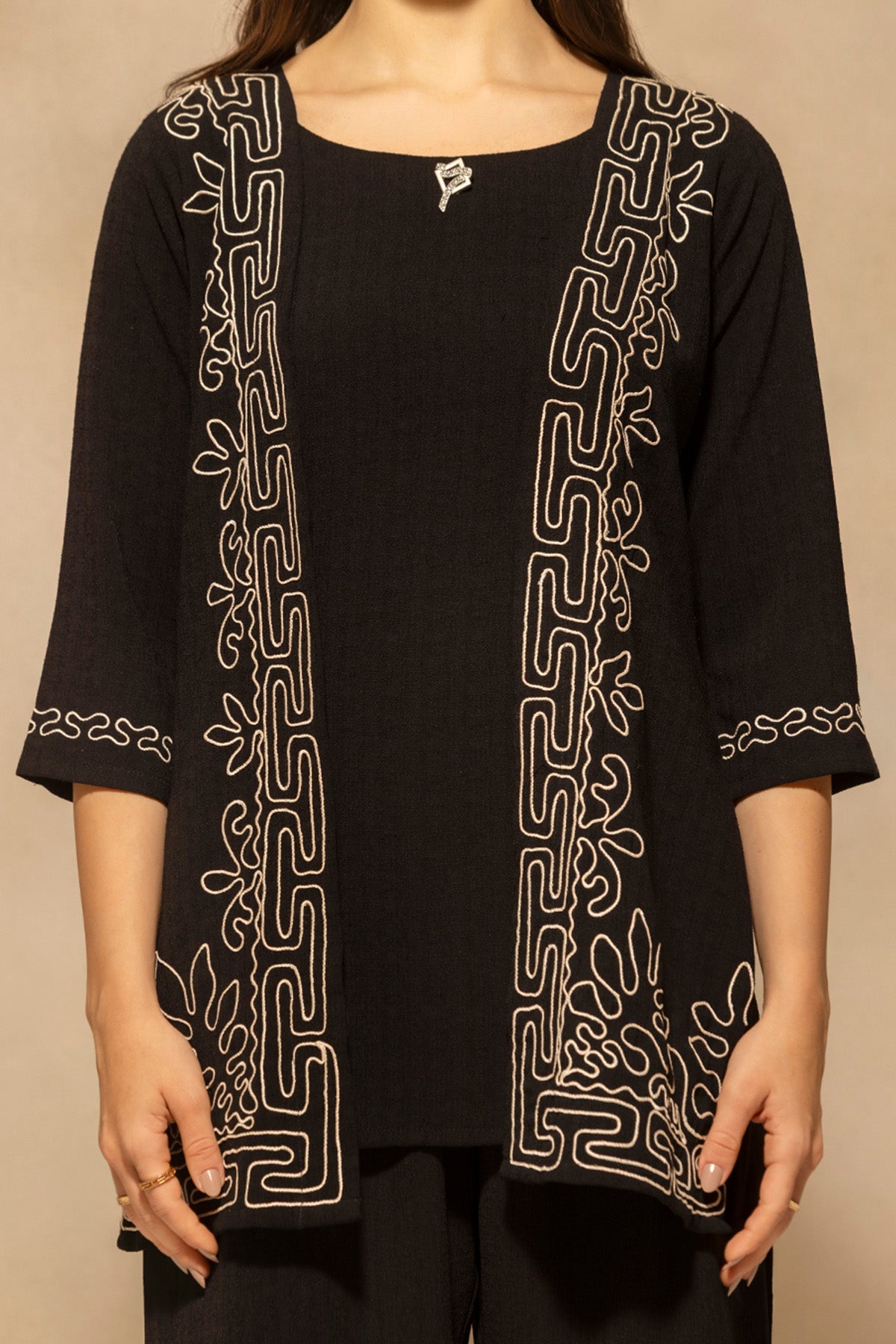 Black Embroidered Co-Ord Set