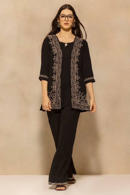 Black Embroidered Co-Ord Set