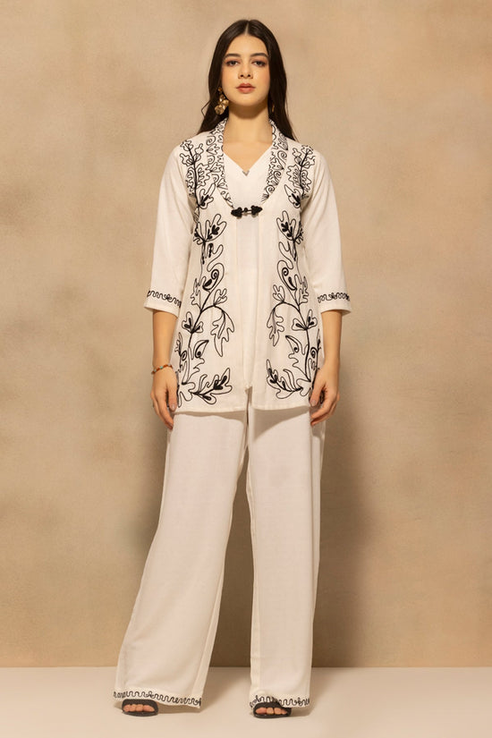 Cream Embroidered Co-Ord Set