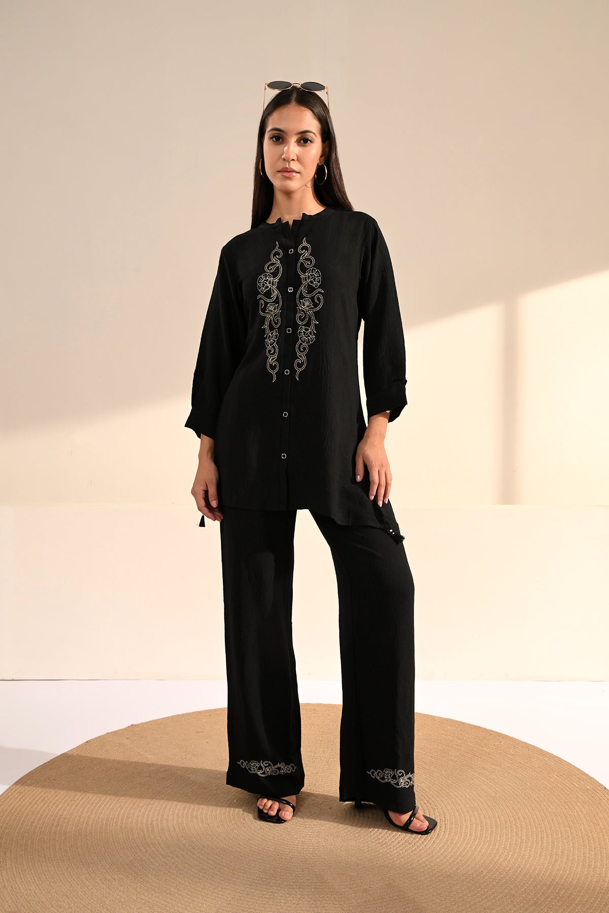 Black Embroidered Co-Ord Set