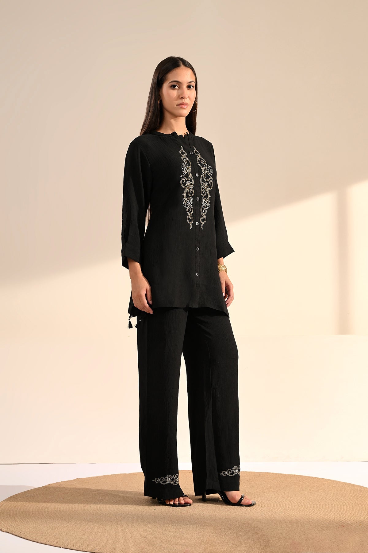 Black Embroidered Co-Ord Set