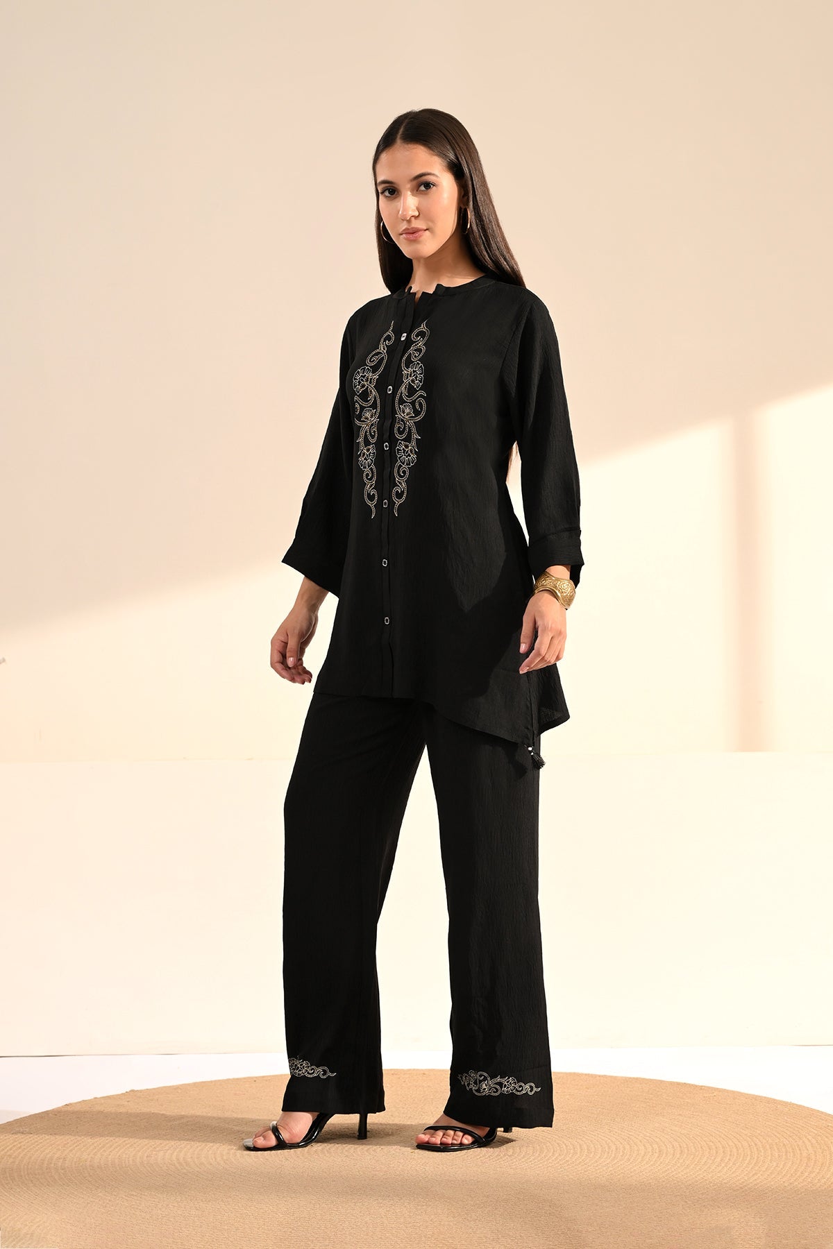 Black Embroidered Co-Ord Set
