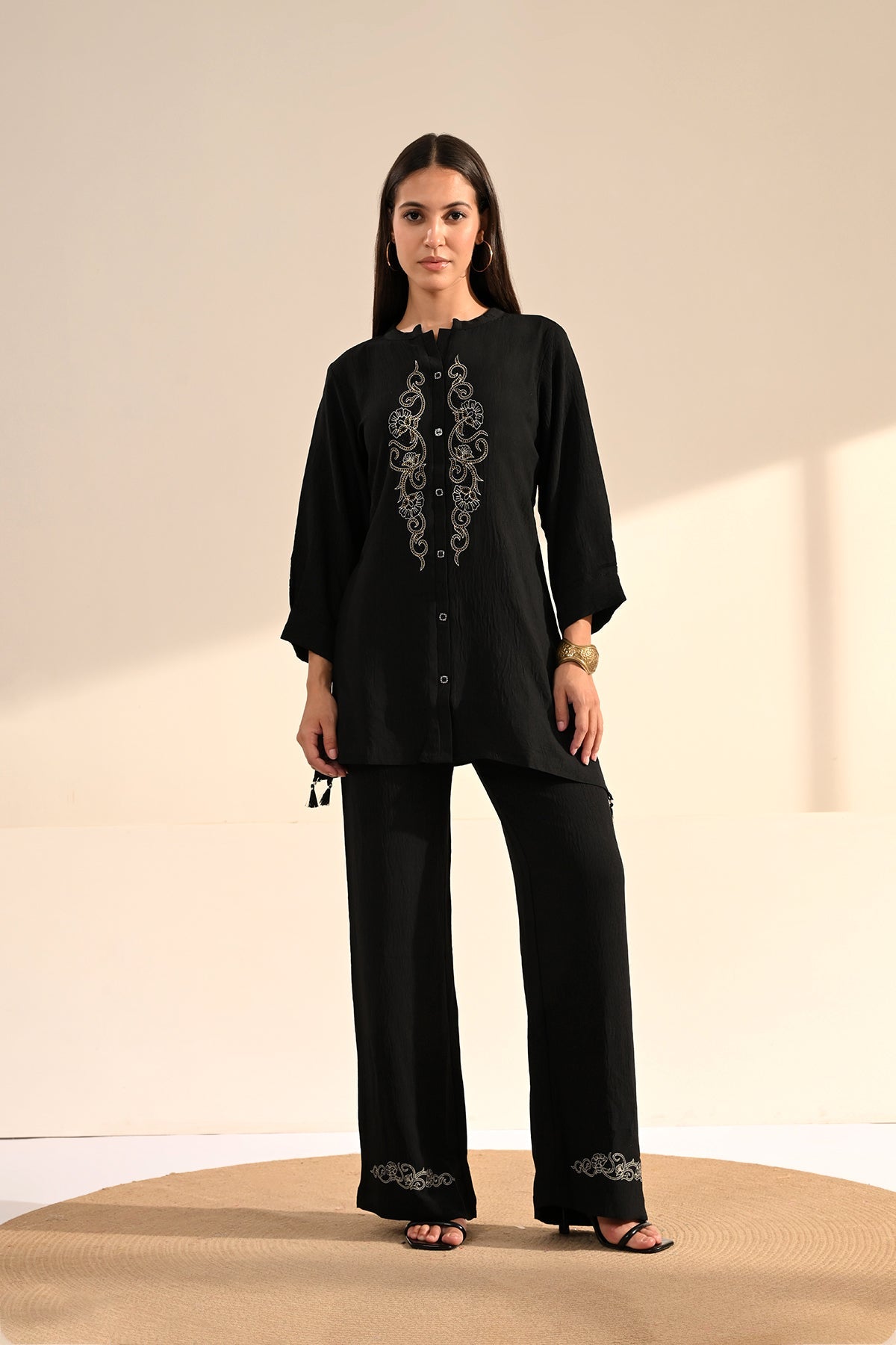 Black Embroidered Co-Ord Set