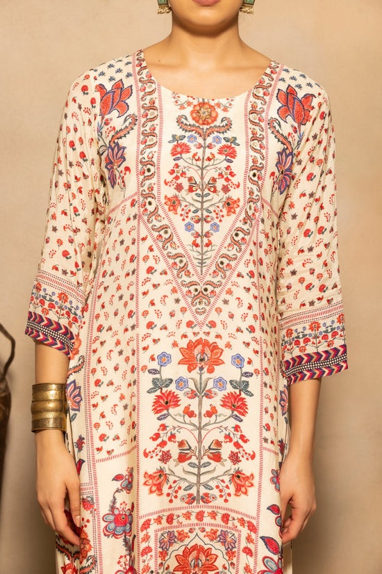 Cream Floral Printed Kurta 3 Pcs Set