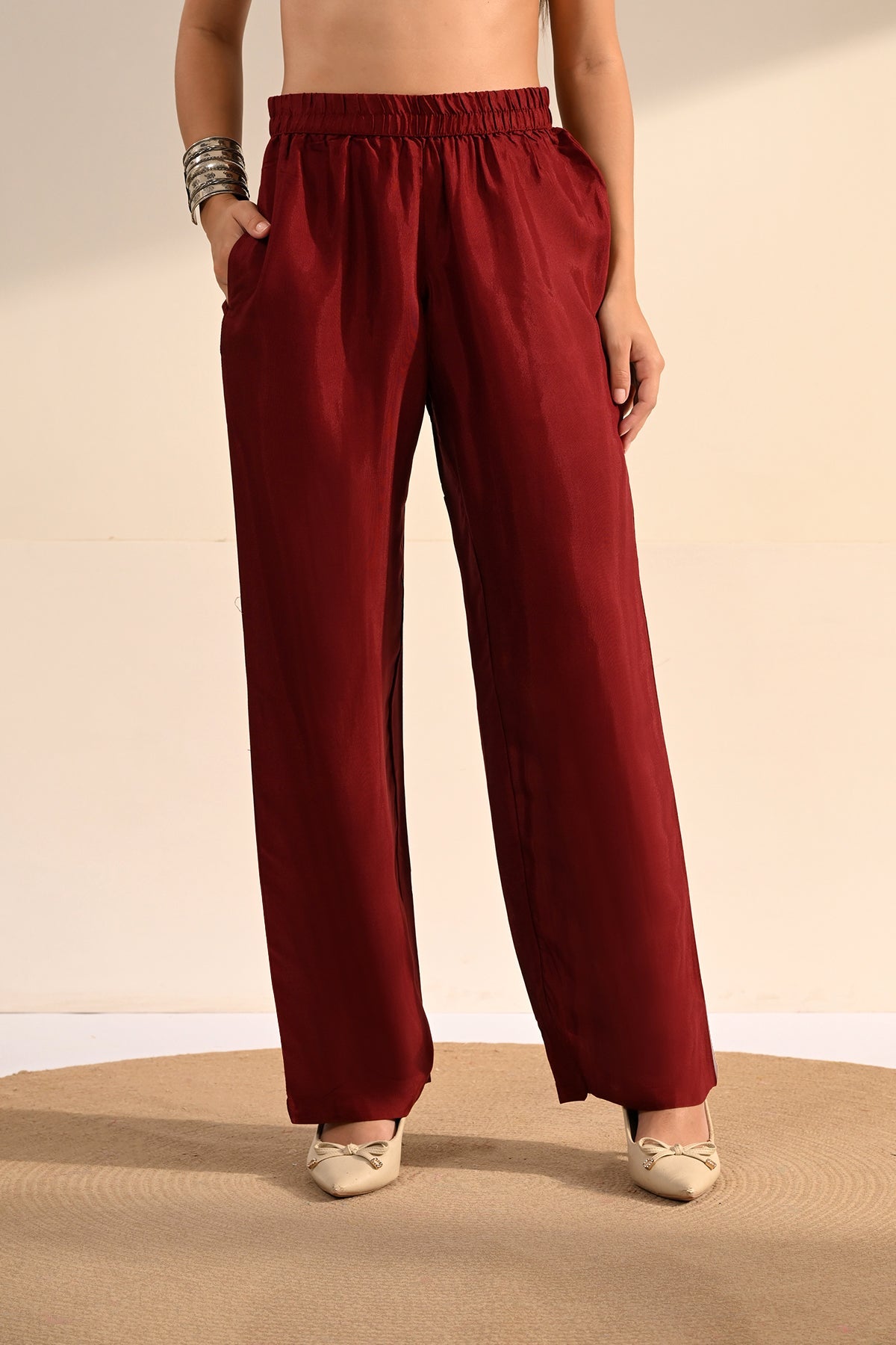 Maroon Ajrakh Printed 3 Pcs Kurta Set