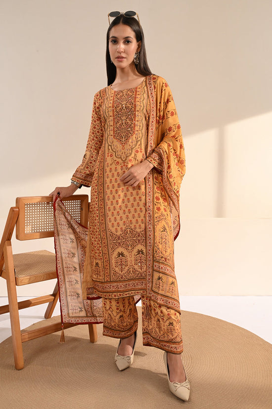 Beige Kalamkari Printed 3 Pcs Kurta Set