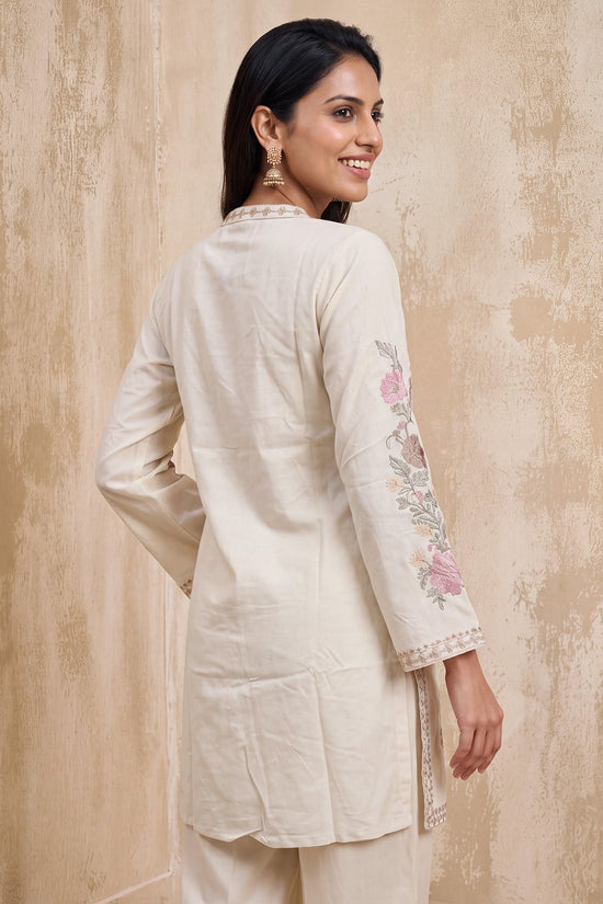 Cream Floral Embroidered Co-Ord Set