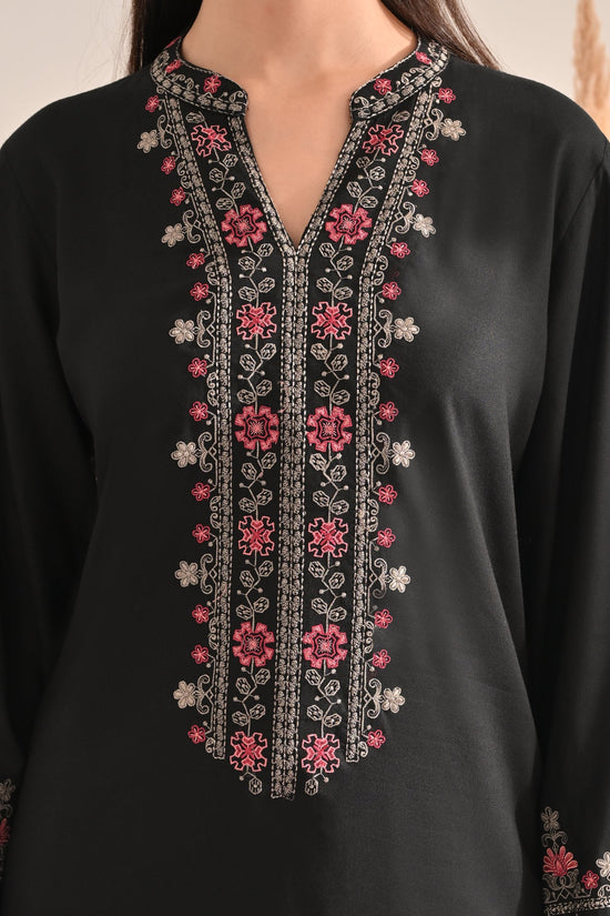 Black Embroidered Kurta 2 Pcs Set
