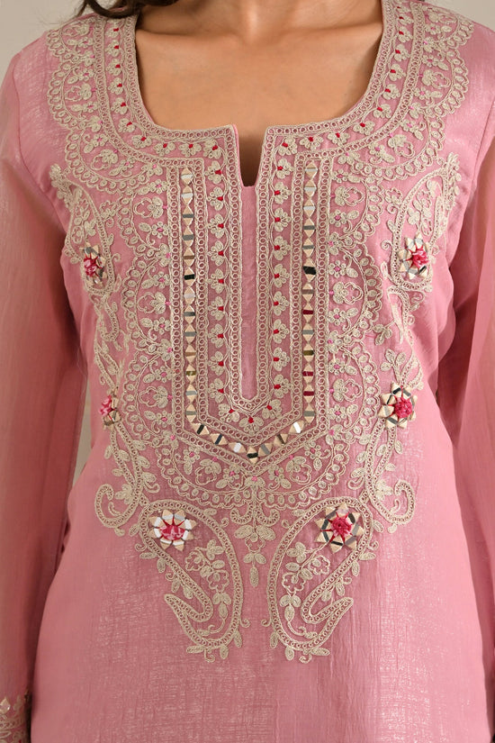 Soft Pink Embellished 3 Pcs Kurta Set