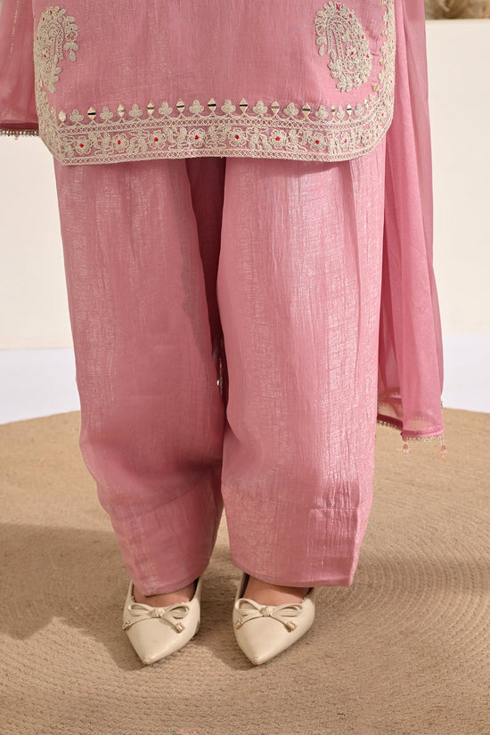 Soft Pink Embellished 3 Pcs Kurta Set