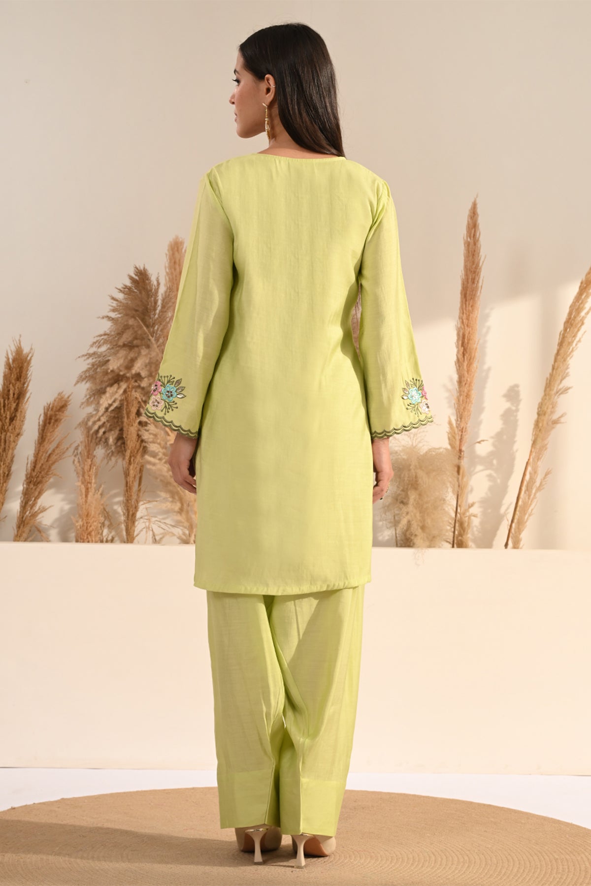 Green Floral Embroidered Co-Ord Set