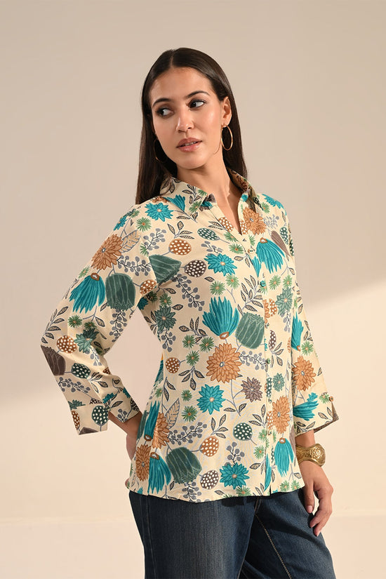 Cream Floral Printed Top