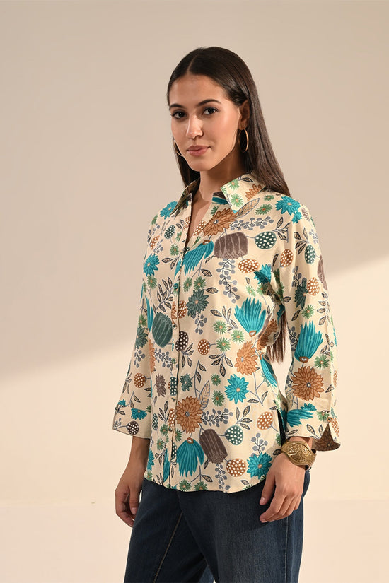 Cream Floral Printed Top