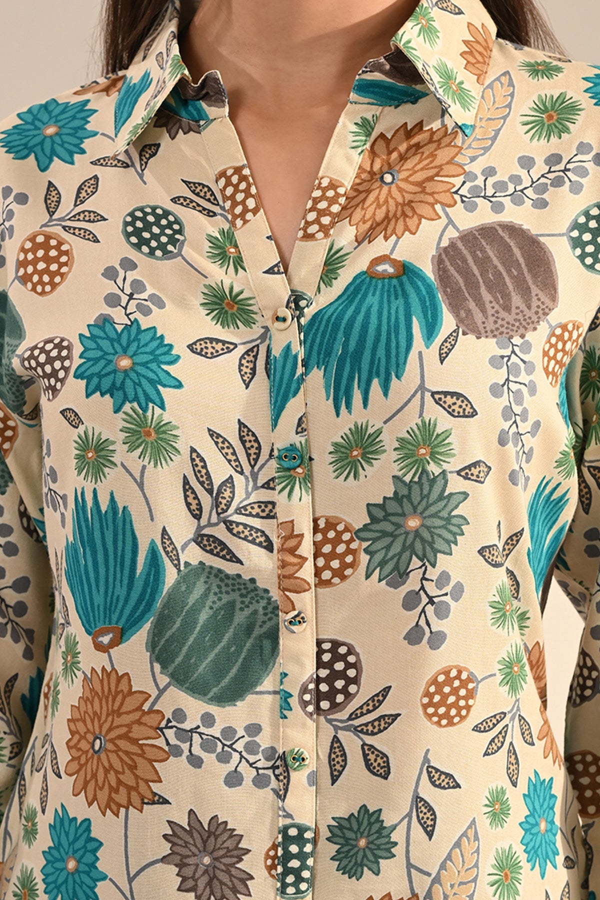 Cream Floral Printed Top
