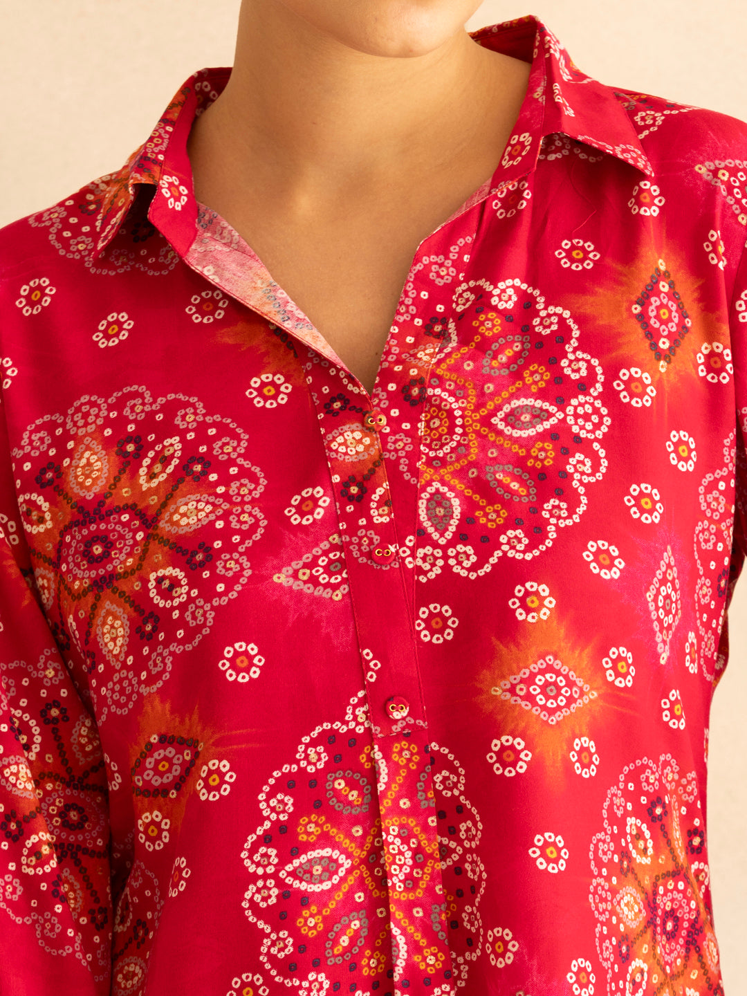 Pink Bandhani Print Top