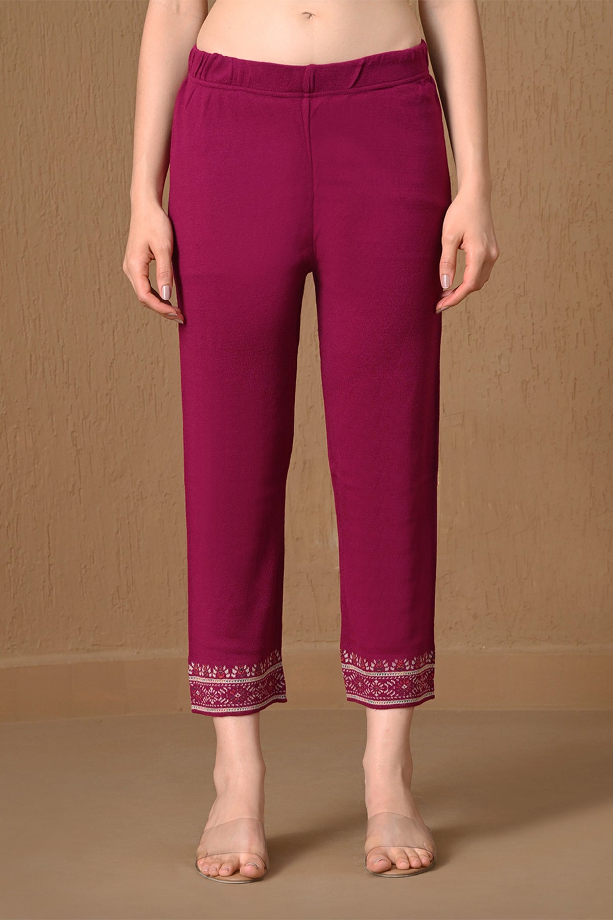 Winter Dark Pink Jacquard Knitted Kurta 3 Pcs Set