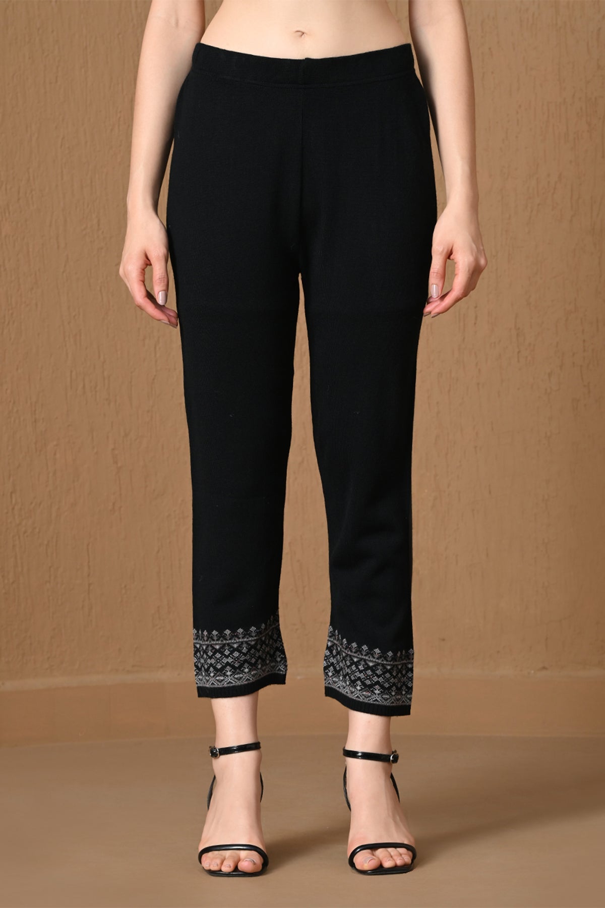 Winter Black Jacquard Knitted Kurta 3 Pcs Set