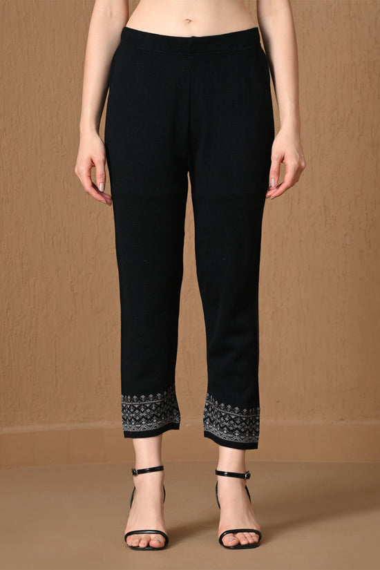 Winter Black Jacquard Knitted Kurta 3 Pcs Set