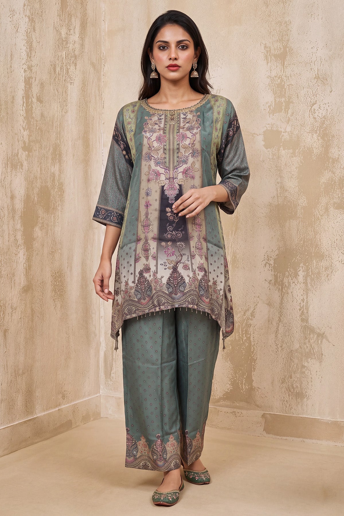 Green Floral Printed Co-Ord Set