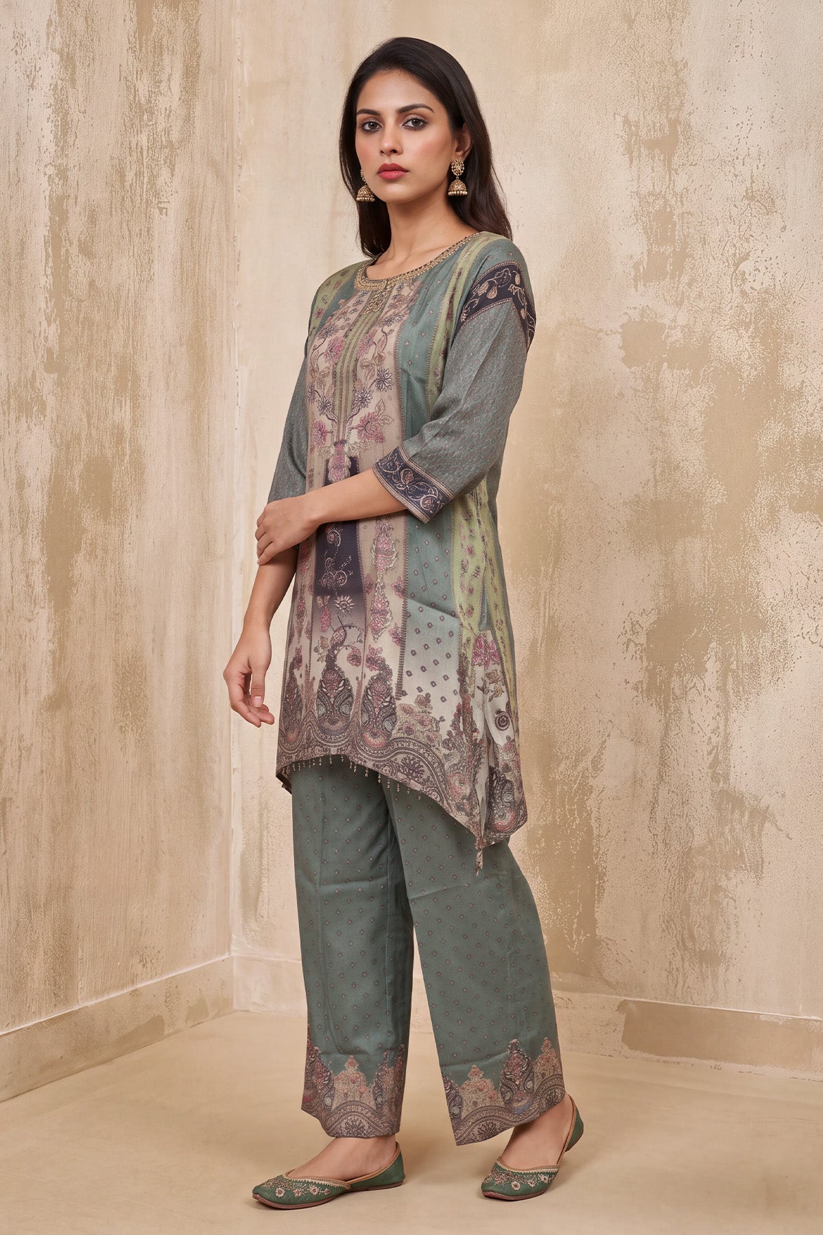 Green Floral Printed Co-Ord Set